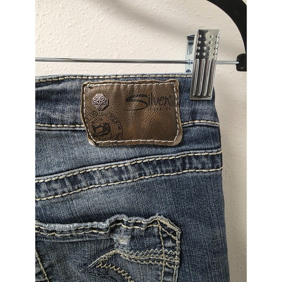 Silver Jeans Co Boyfriend Distressed Skinny Jeans W27L29 Medium Wash Fluid Denim - Picture 8 of 9